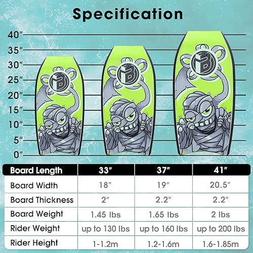 Miniatura 3 de Bodyboard con correa de muñeca tablero ligero para adultos y niños con núcleo EPS de 333741 pulgadas elige el color