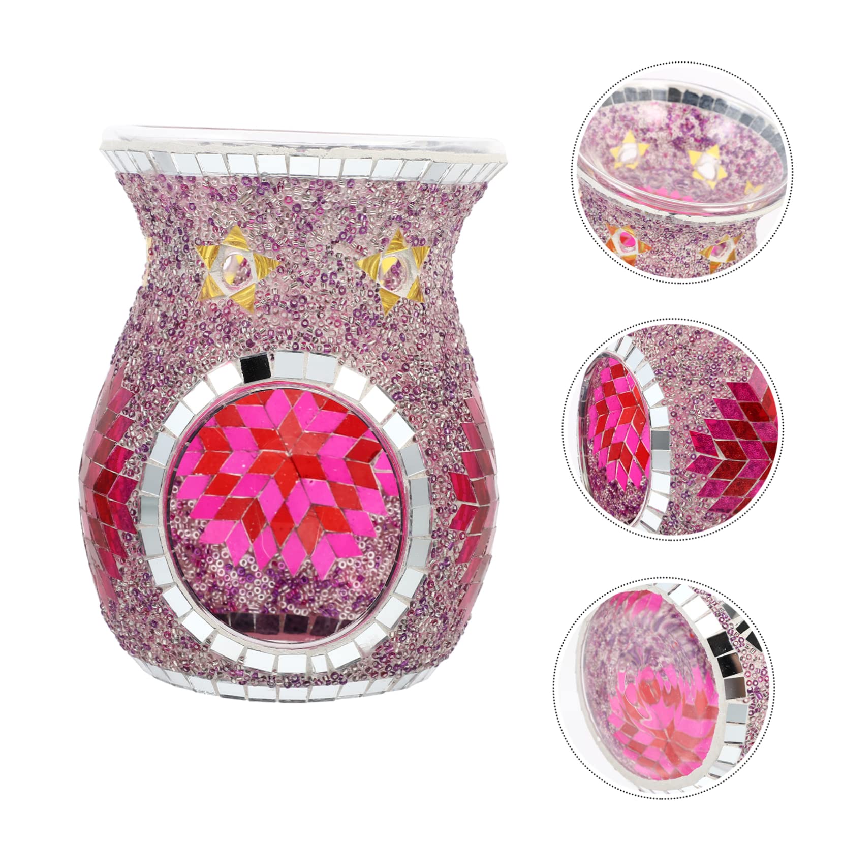 TOPBATHY 1 Pc Quemador De Aromaterapia De Vidrio Quemador De Aceite De Mosaico Quemador De Aceite De Aromaterapia Quemador De Fragancia Aceite Aromático Aceite Esencial Nacionalidad Púrpura
