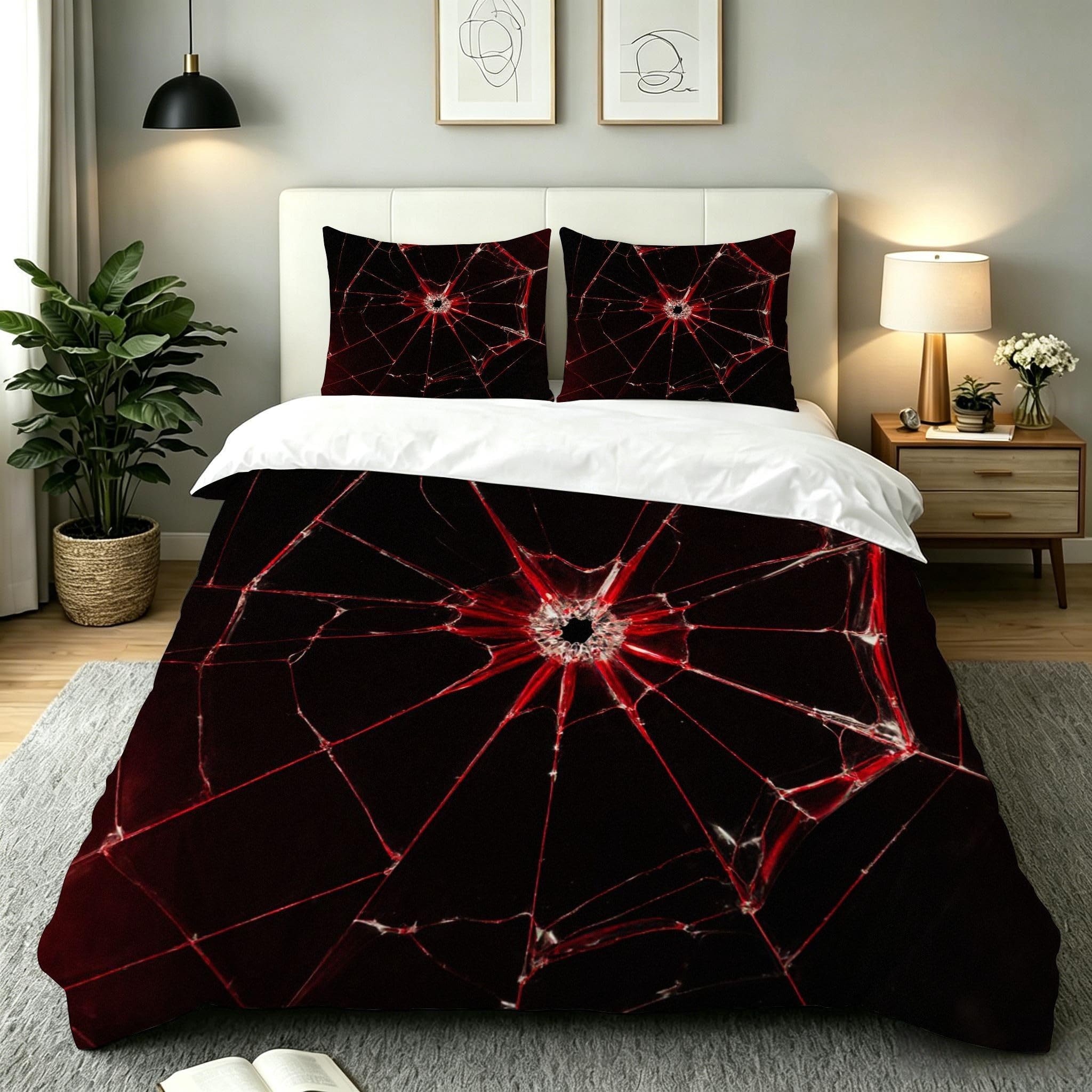 Housse de couette en microfibre 240x260 rouge anti-plis zippée
