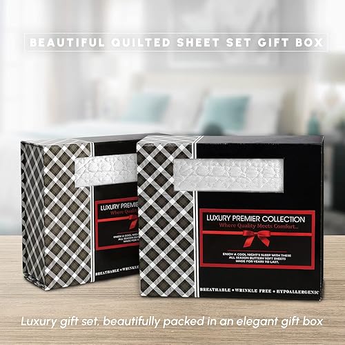 Miniatura 8 de Elegant Comfort Lujoso juego de sábanas acolchadas de 4 piezas caja de regalo suavidad de calidad egipcia de 1500 hilos resistente a las arrugas