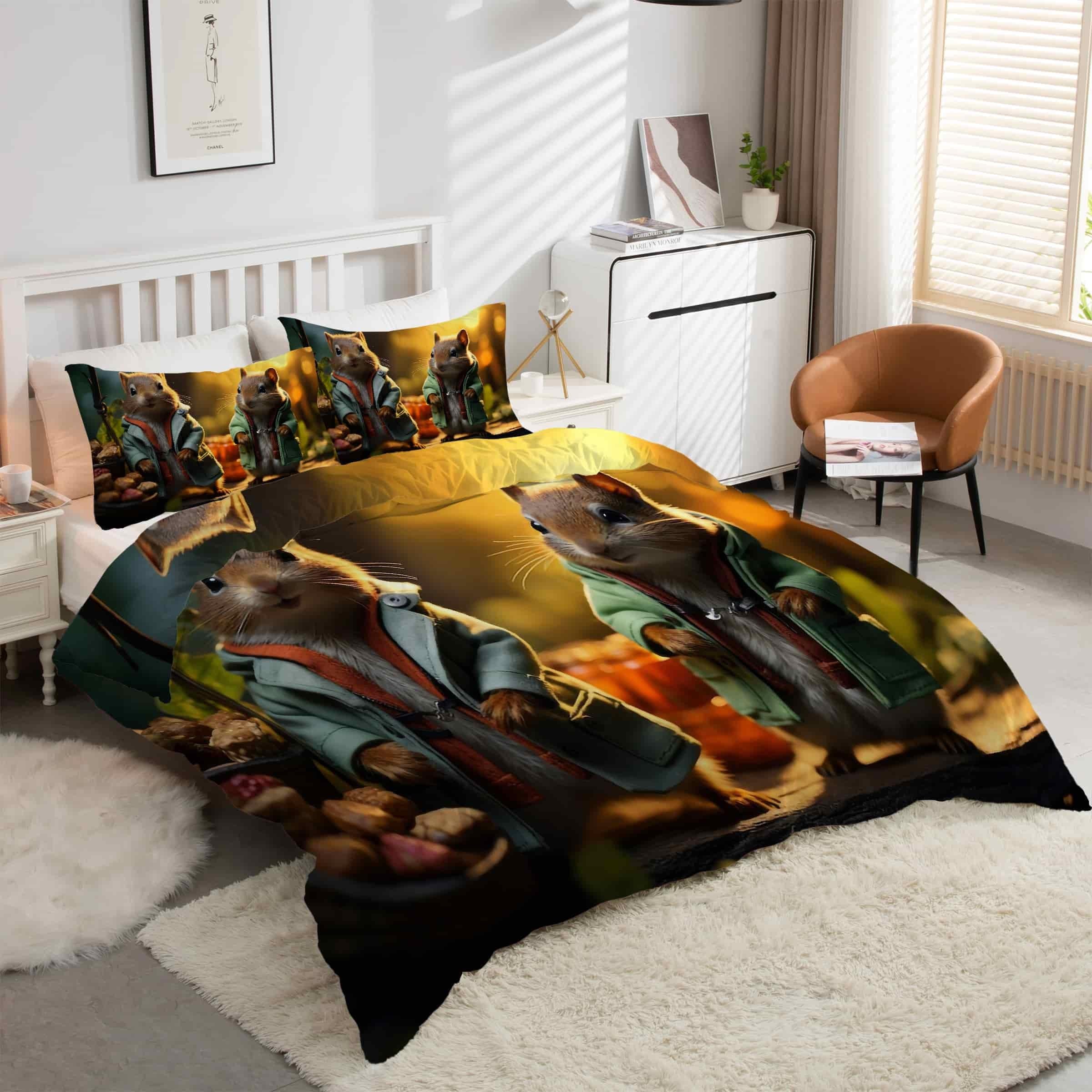 Housse de Couette 240 x 260 CartoonHamster en Microfibre Douce Finis les Boutons Cassés avec le Zip