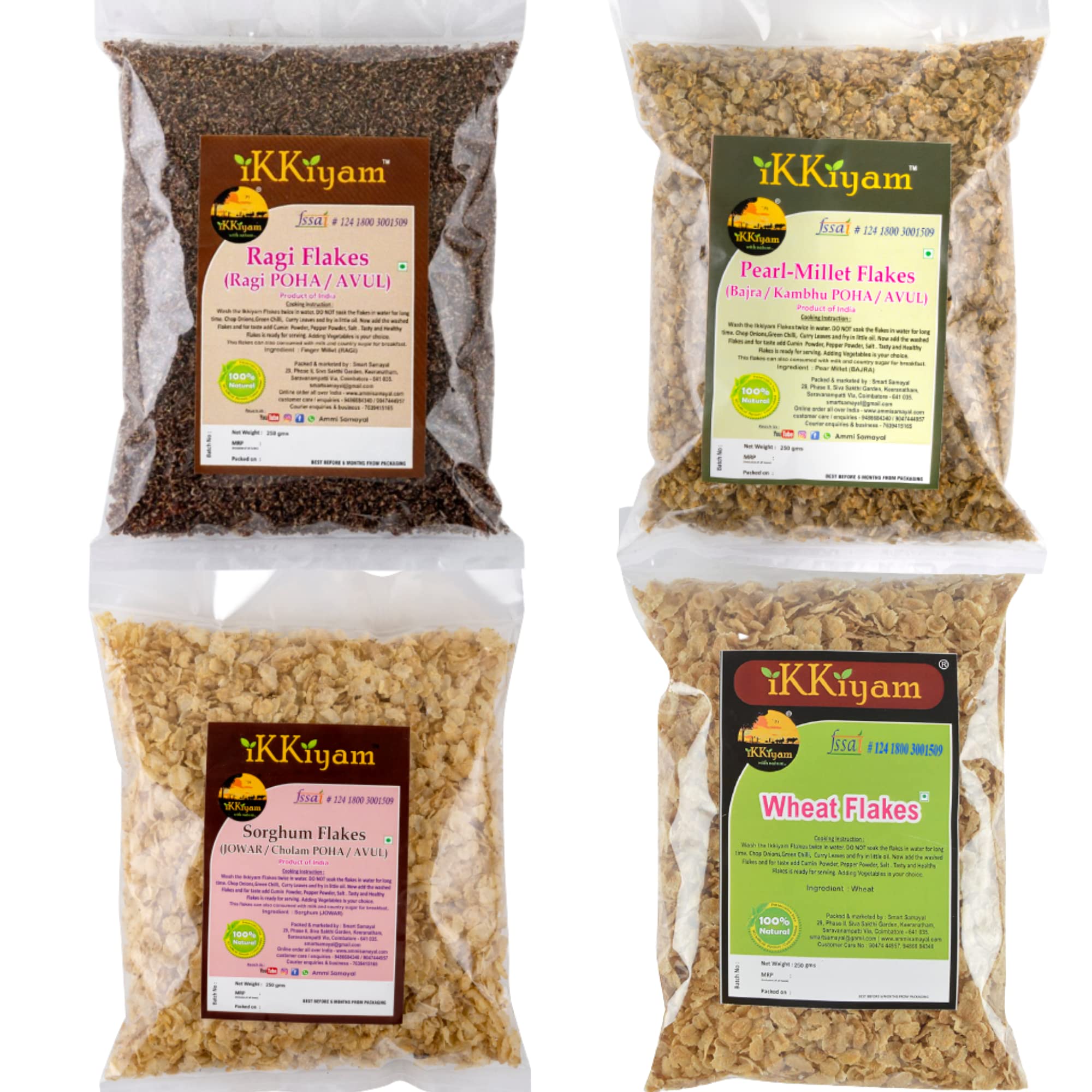 iKKiyam Combo Of Bajra,Jowar,Wheat And Ragi Flakes(Poha)|Organic Finger Millet Ragi/Aval Puttu|Glutten Free High Fiber Wheat Flakes(Poha)|Miracle Millet Best For Weight Loss|Pack Of 4|250G Each - Ragi (B0B5WWZCVL) Amazon Price History, Amazon Price Tracker