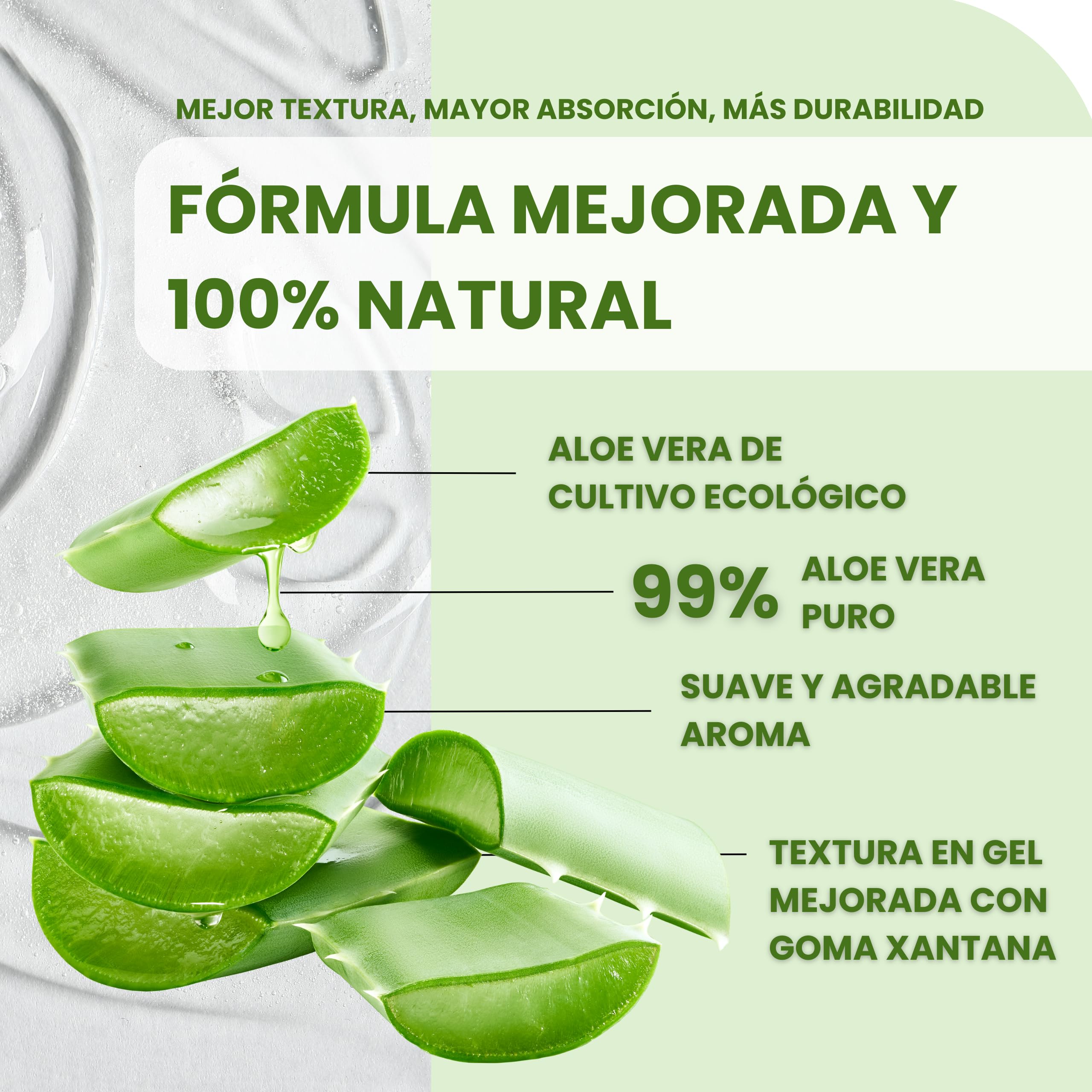 Gel Aloe Vera 100% Natural 1L – Puro, Orgánico, Hidratante y Calmante – Piel Hidratada e Iluminada | Natural y Versátil: AfterSun, Piel, Cabello, Post Depilación, After Shave (1 Litro)