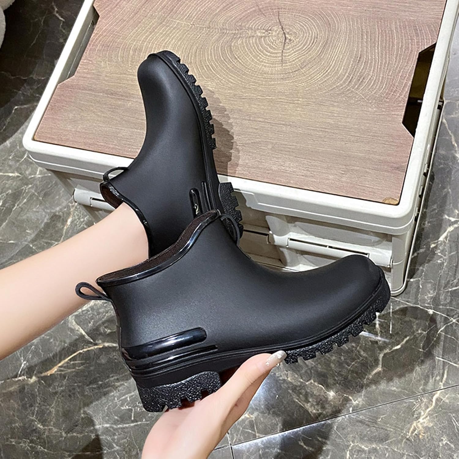 フィッシングレインシューズ メンズ レディース 滑り止め アウトドア 快適 ショートシューズ 防水 アンクルレインブーツ PVC防水