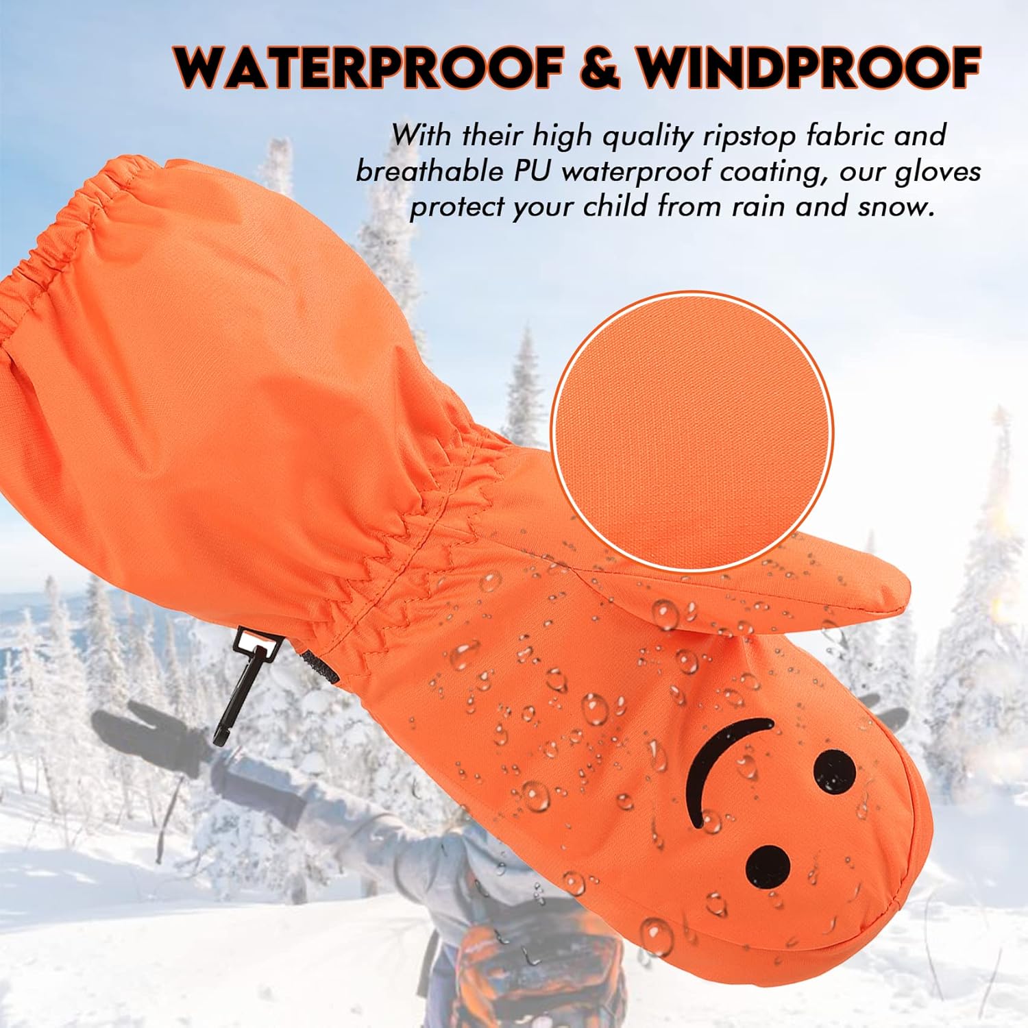 Kids Waterproof Ski Snowboard Gloves Mittens Thinsulate Lined Winter Cold Weather Gloves for Boys and Girls - Image 4