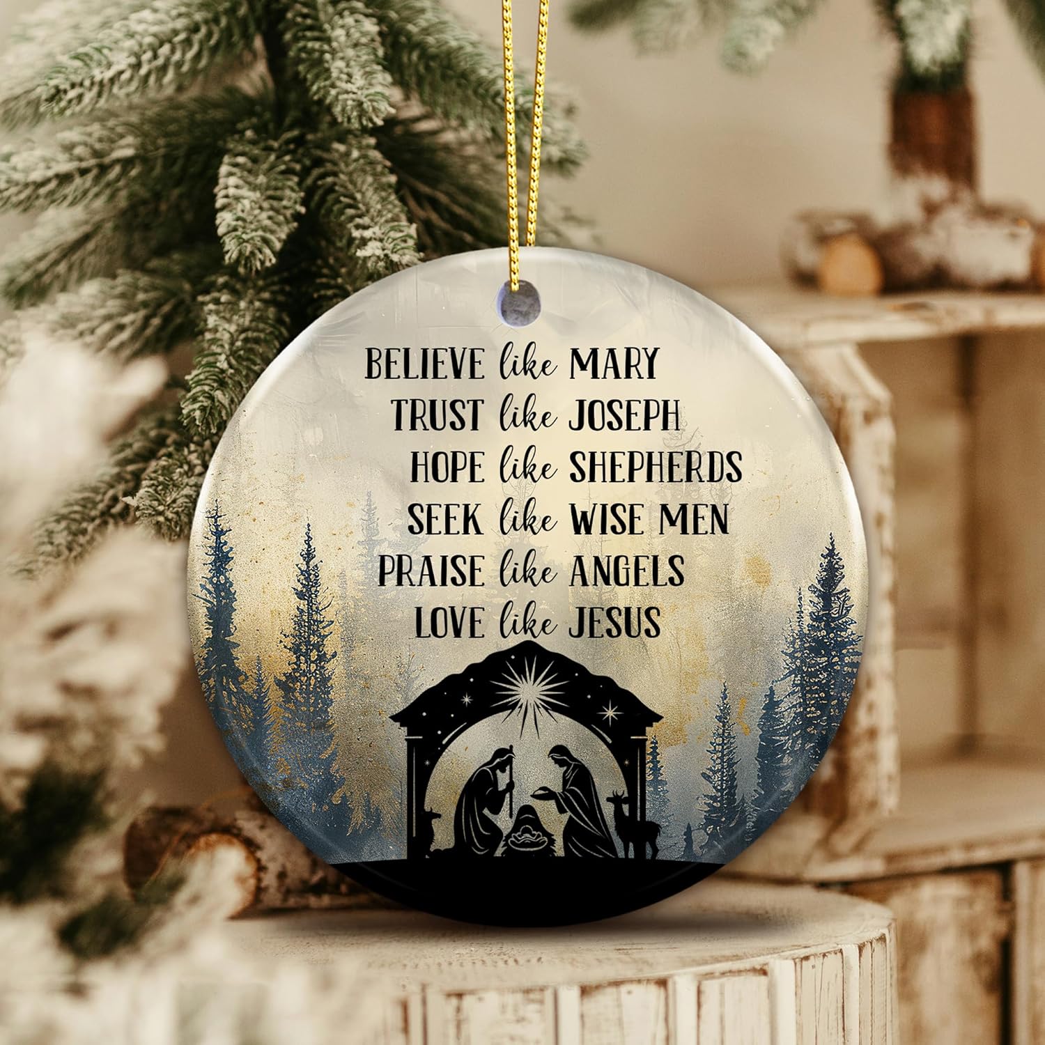 Nativity Scene Ornament 2025 – White Elephant Gift, Inspirational Religious Ornament with Christian Faith Quote – Christmas Tree Decoration & Gift, Religious Holiday Tree Décor - Image 2