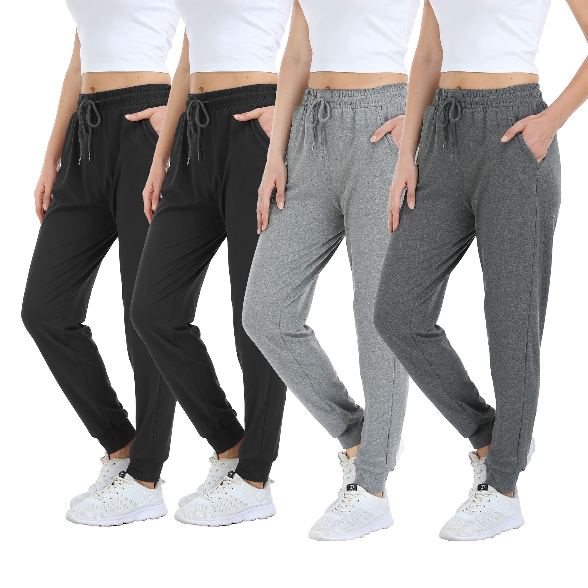 Mgput4 Pack Women's Lightweight Sweatpants with Pockets for Running Yoga Workout