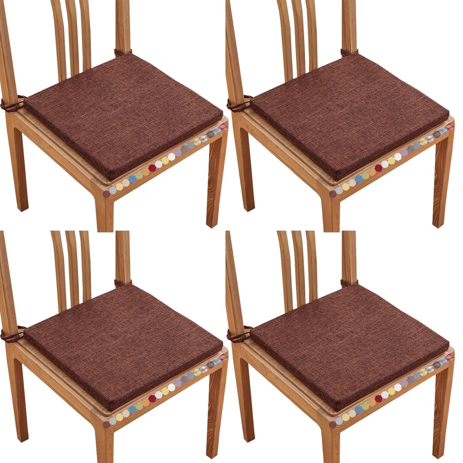 Cuscino di rialzo per poltrona 40X40X5cm 4 pezzi con cinghie di fissaggio, comodo memory foam spesso, cuscino per seduta lavabile con cerniera, tappetino per sedia per soggiorno, sala da pra