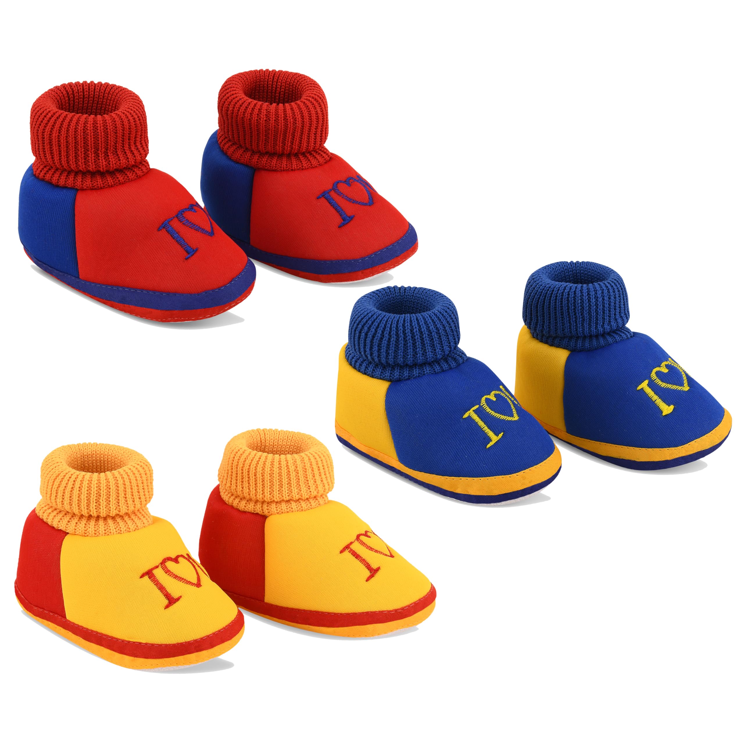 SMARTOTS 0-9 Months New Born Baby Shoes/Kids Footwear/Baby Booties Shoes Pack of 3, ILOVEU-RED+BLU+YLW (B0CR7NY65P) Amazon Price History, Amazon Price Tracker
