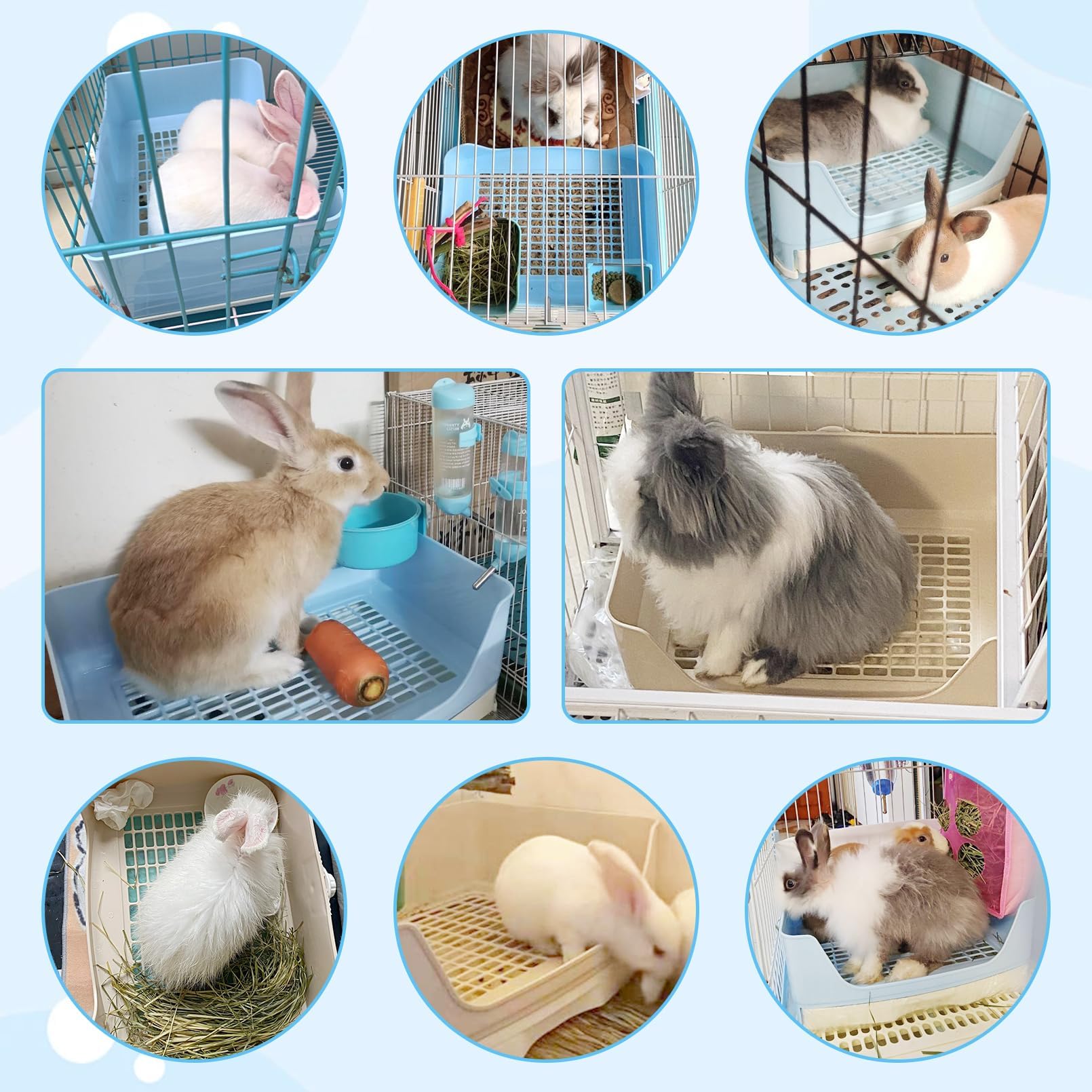 PINVNBY Rabbit Litter Box with Drawer for Cage Bunny Corner Litter Pan Box Small Animal Litter Pan Hanging Feed Bowls Cage Potty Trainer Pet Toilet for Rabbit Guinea Pigs Chinchilla Ferret - image 7