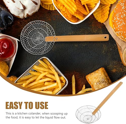 Miniatura 10 de Colador de acero inoxidable con mango de malla fina para un colado eficiente, accesorio de cocina perfecto para freír y cocinar