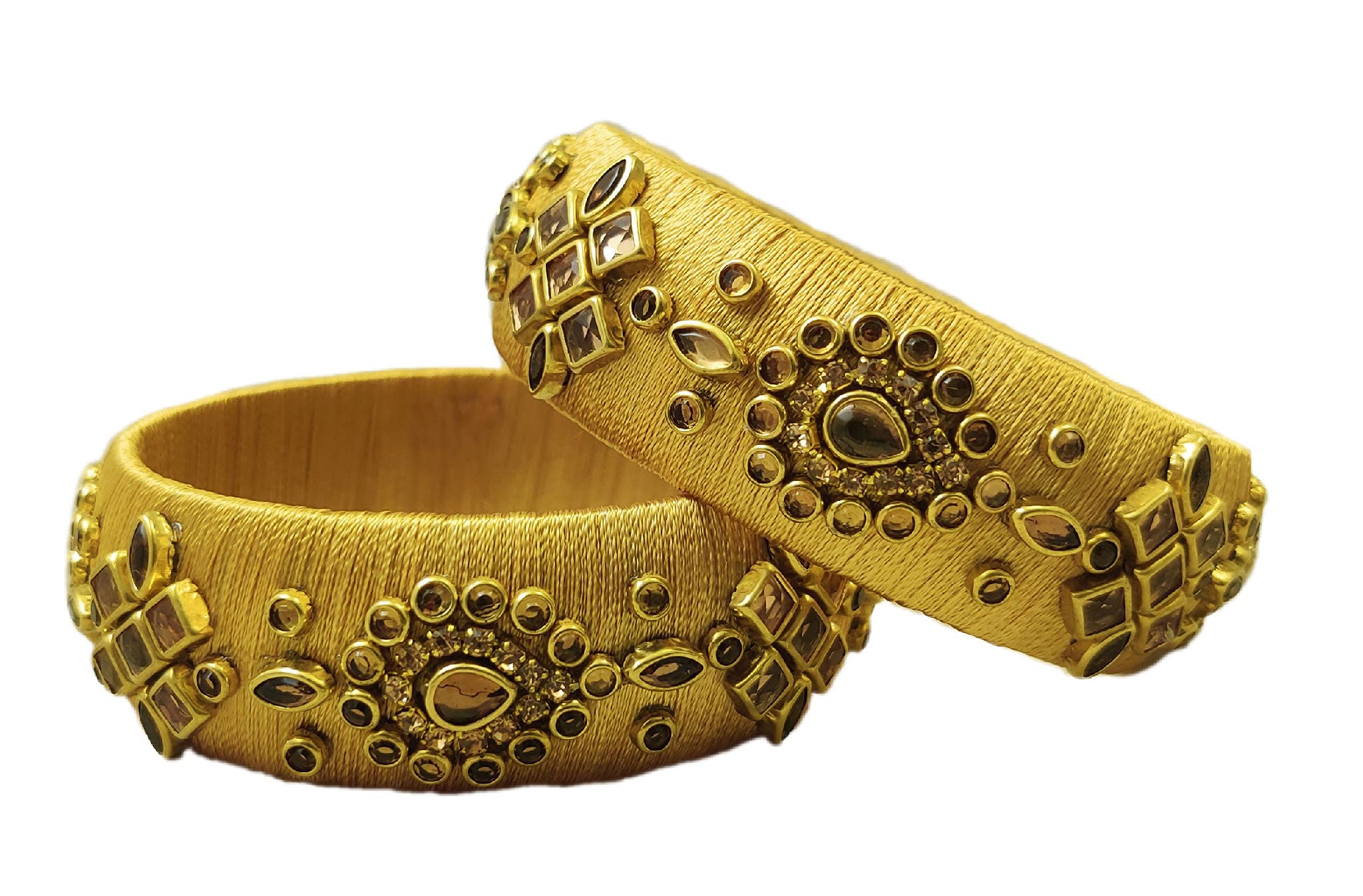 Yaalz Silk Thread Beautiful Broad Kada Bangles With Kundan Stones Chuda Bangle Sets For Women Kids Girls Babies In Multiple Colors (B095F6J779) Amazon Price History, Amazon Price Tracker