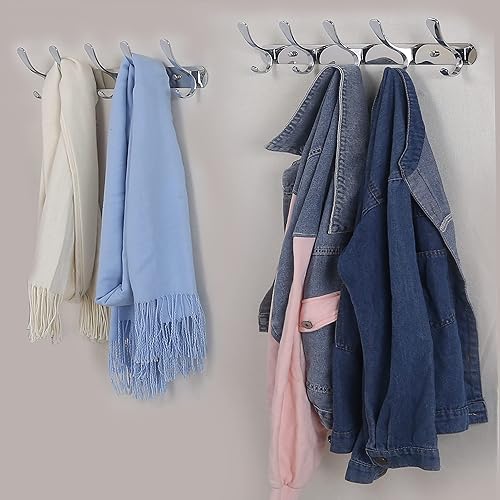 Miniatura 2 de SKOLOO Perchero de pared moderno, perchero de pared de metal con 5 ganchos, paquete de 2, perchero de pared resistente para colgar abrigos,
