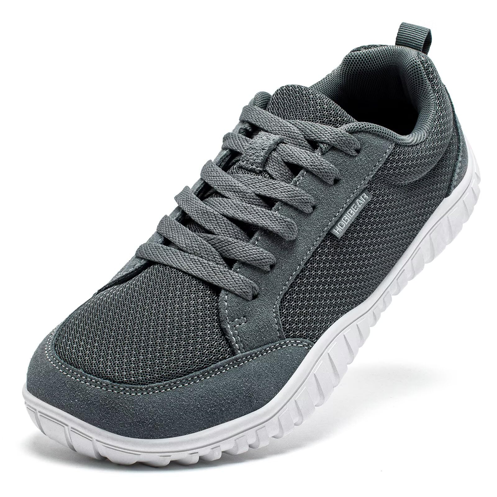 HOBIBEAR Unisex Wide Athletic Barefoot Shoes for Men Women Outdoor Trail Running Walking Shoe(Grey,12.5 Women/11.5 Men)