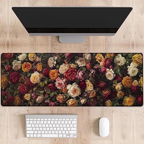 Alfombrilla de mouse vintage para juegos, elegante y colorida alfombrilla de escritorio grande para computadora, teclado extendido, laptop, mouse