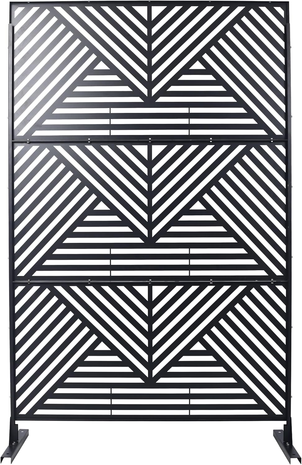 Freestanding Metal Privacy Screen 76 in H x 48 in W – Outdoor Indoor Decorative Fence Panel for Patio Balcony Deck Garden Lawn – Rust-Resistant Black Freestanding Divider
