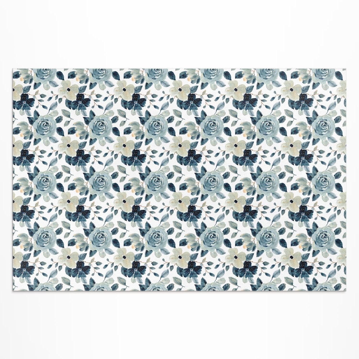 Tapis d'extérieur pour balcon et terrasse avec décoration florale en PVC étanche