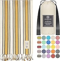 Vista 14 de Madamelique Toalla de playa turca con bolsa de playa, 39 x 74 pulgadas, toallas de playa prelavadas de gran tamaño, 100 % algodón, secado rápido