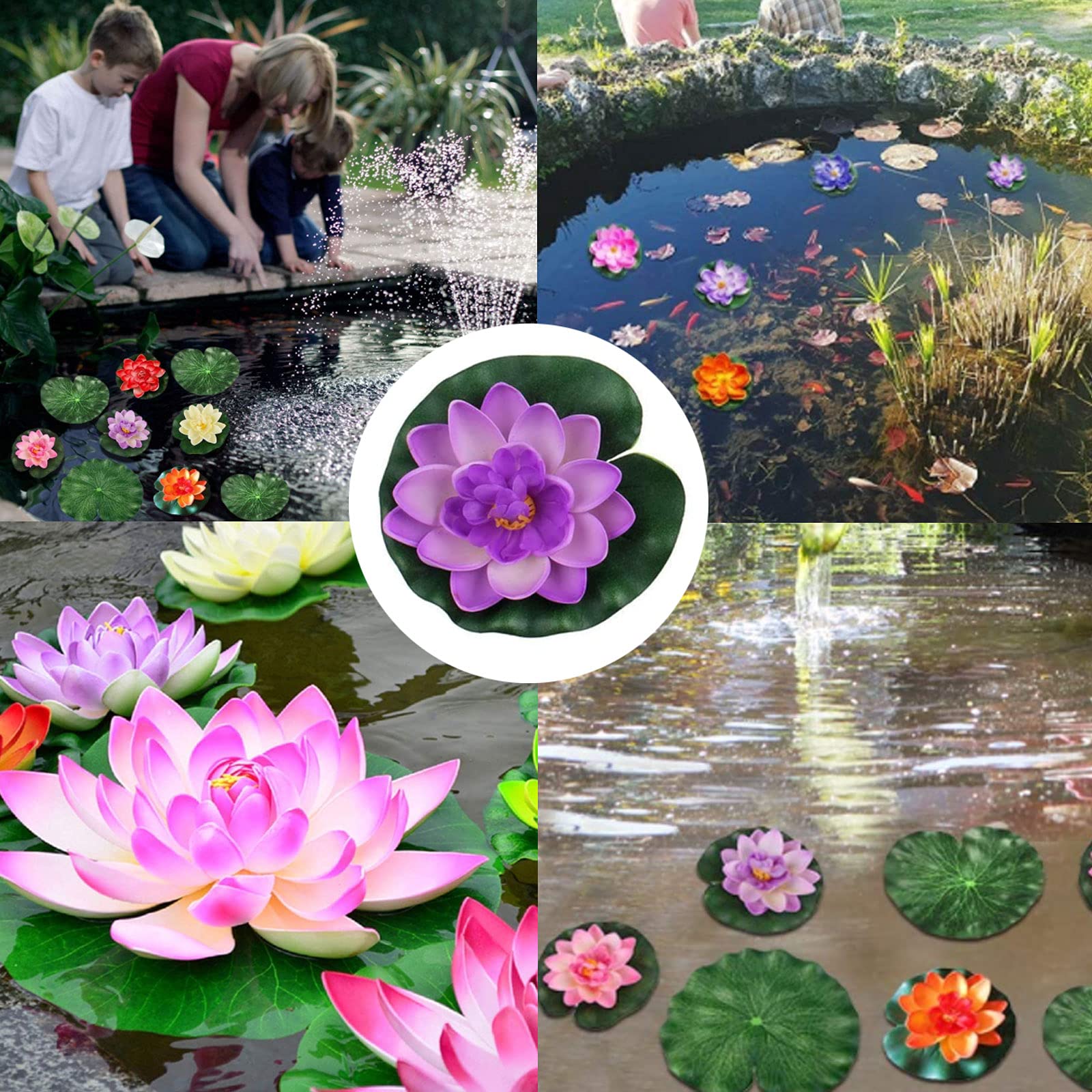 Schwimmende Blumen, 6 Stück Künstliche Seerosen, Schwimmende Seerose
