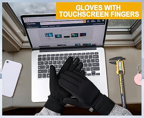 Miniatura 8 de Guantes de invierno para hombres y mujeres en clima frío, guantes térmicos con dedos para pantalla táctil, guantes cálidos resistentes al agua para