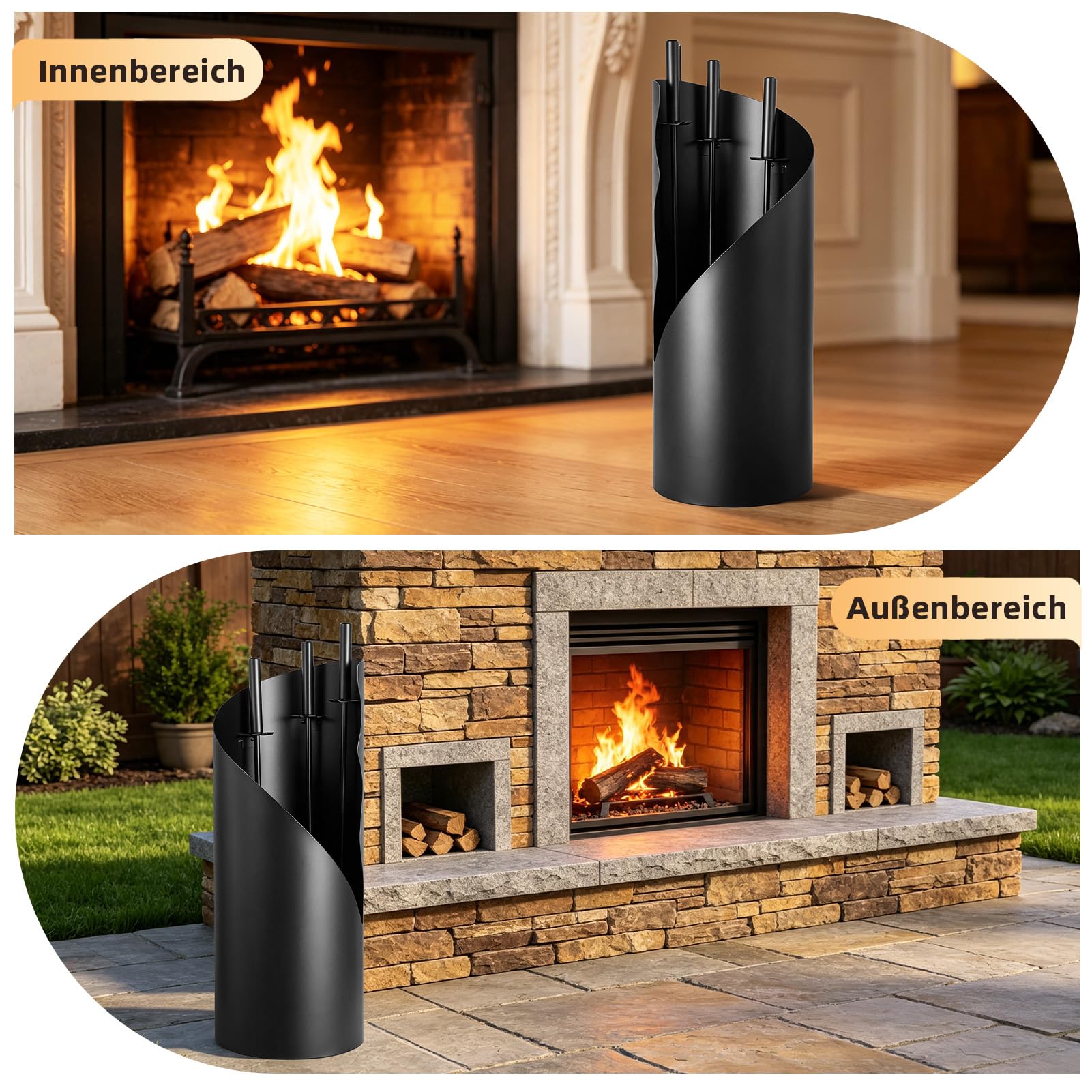 Kaminbesteck 4-TLG.Modernes Ofenbesteck Set