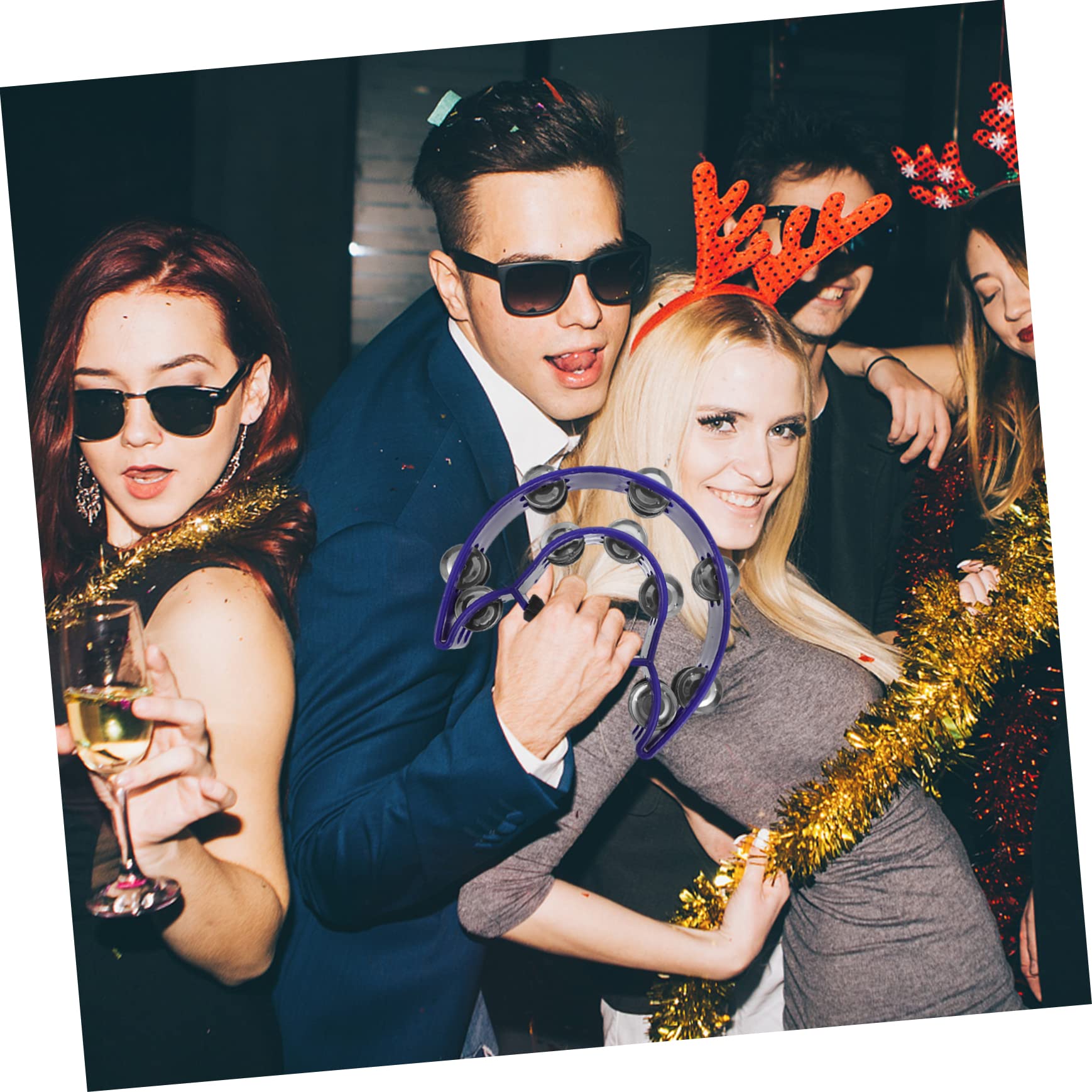 GALPADA 1Pc Creative Handheld Tambourine Musical Instrument for Percussion Rattle with Stainless Bells for Rhythm Play and Music Development