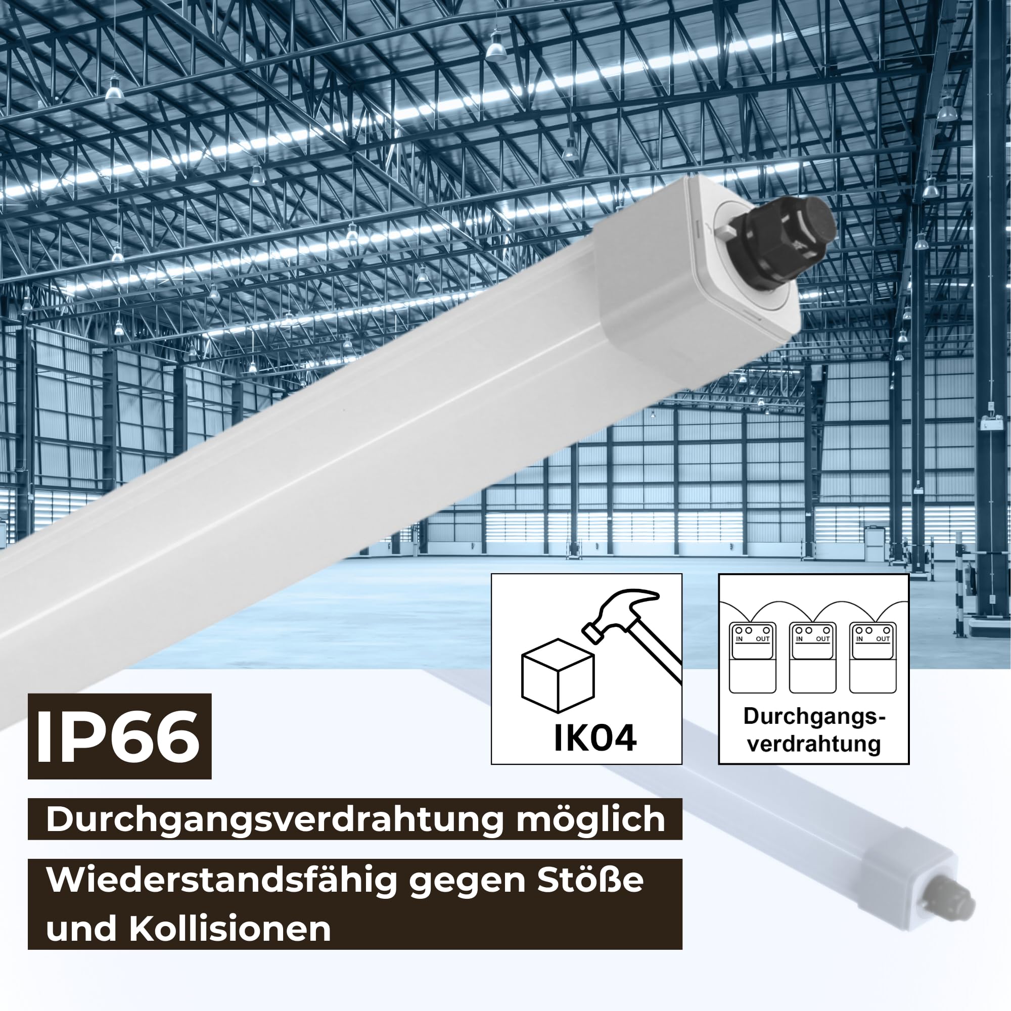 LED Feuchtraumleuchte 120cm 4000K 36W 4300lm IP66 6er Set
