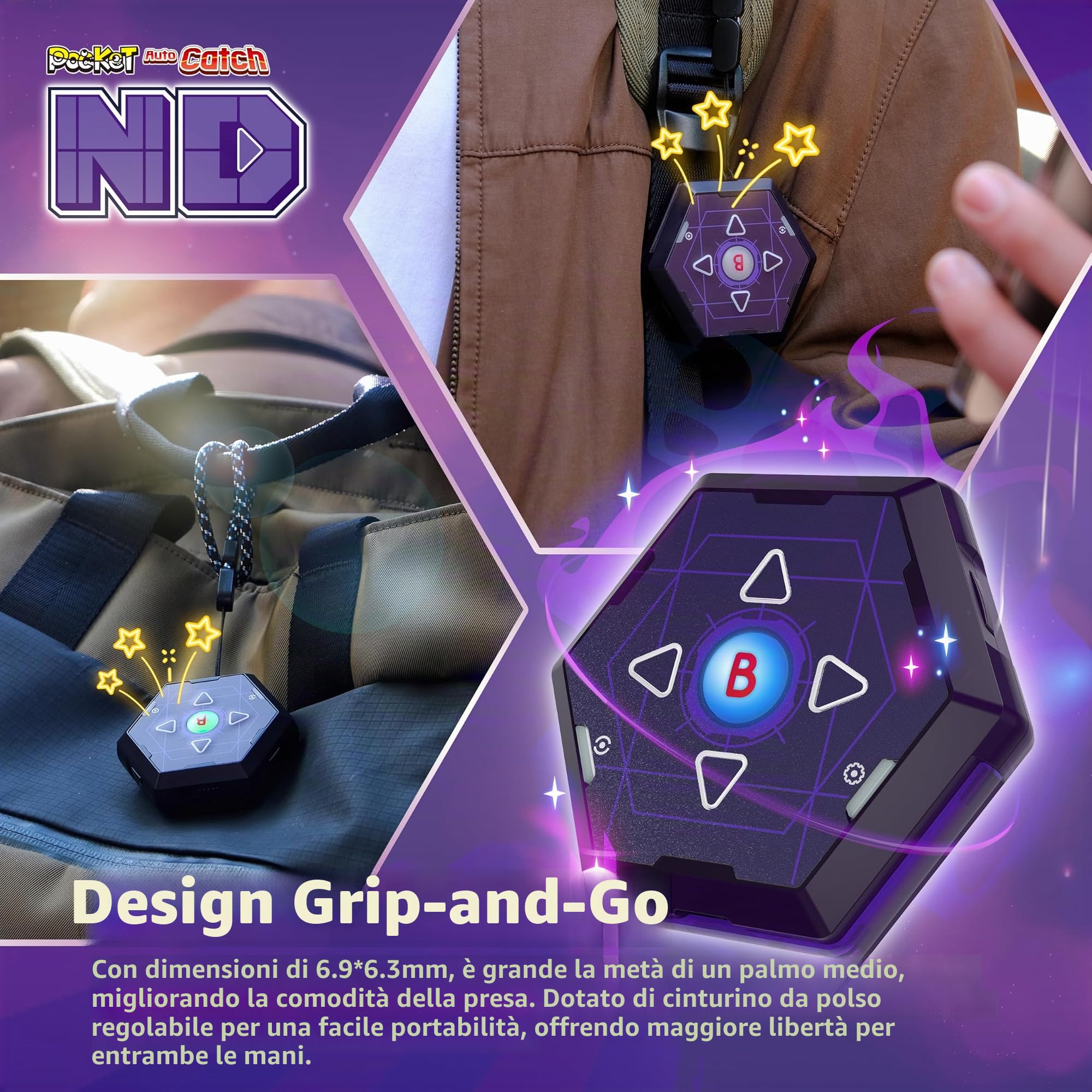 Brook Auto Catch ND – Catturatore auto senza sforzo per anziani e bambini, Hyper Tap per giochi istantanei di mostri tascabili, compatto e a mani libere. Versione esclusiva:
