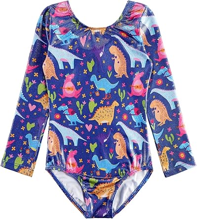 HOZIY Long Sleeve Leotards for Girls Gymnastics Kids Toddler Tumbling Outfits Floral Unicorn Galaxy Rainbow Stripe Pattern