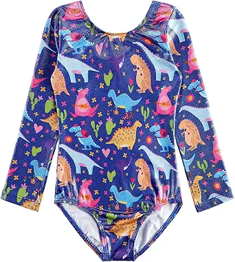 HOZIY Long Sleeve Leotards for Girls Gymnastics Kids Toddler Tumbling Outfits Floral Unicorn Galaxy Rainbow Stripe Pattern