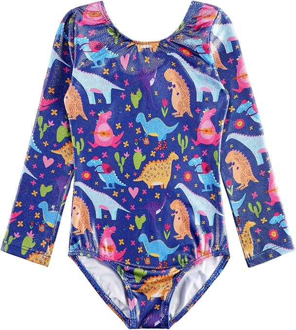 HOZIY Long Sleeve Leotards for Girls Gymnastics Kids Toddler Tumbling Outfits Floral Unicorn Galaxy Rainbow Stripe Pattern