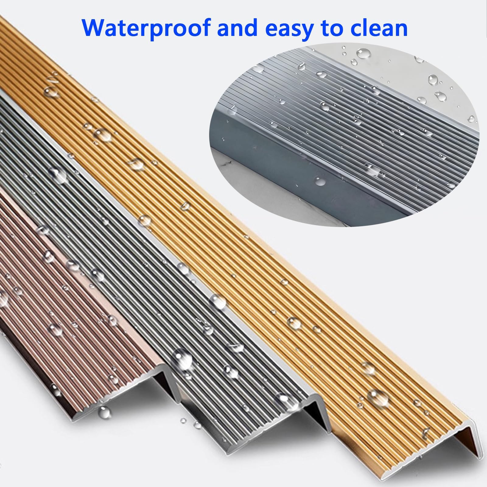 Perfil Antideslizante De Vinilo For Escaleras, Protector De Esquinas De Pared, Antideslizante E Impermeable For Escaleras Interiores Y Exteriores(Gold,90cm L 100mm*30mm)