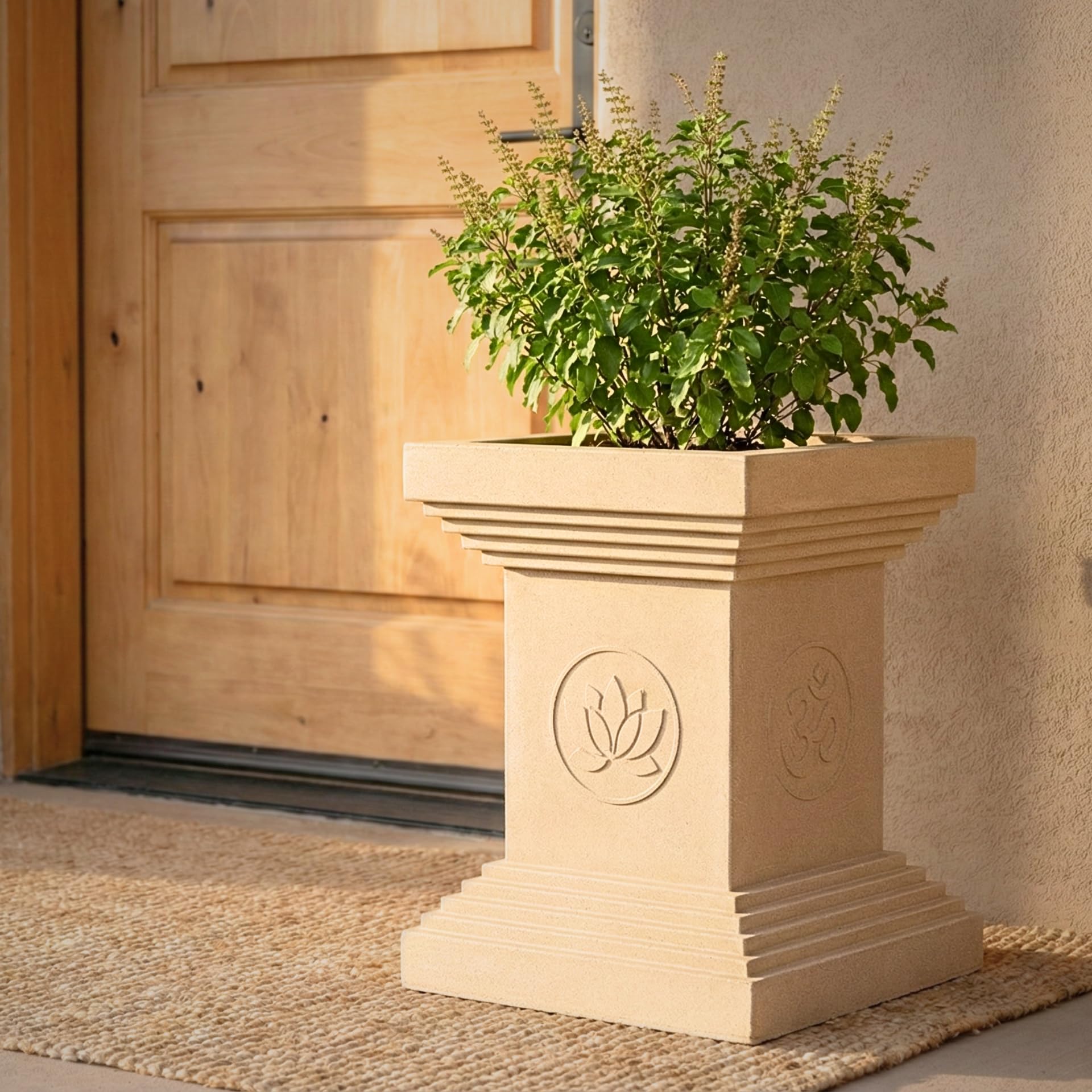 Eha Earth Friendly 20 Inch Tulasi Big Planter Made with Rice Husk | 1 Unit | Big Planters for Home Decor | Heavy Duty Plant Pot | UV Protected Pot for Plant | Pots & Planters Big Size