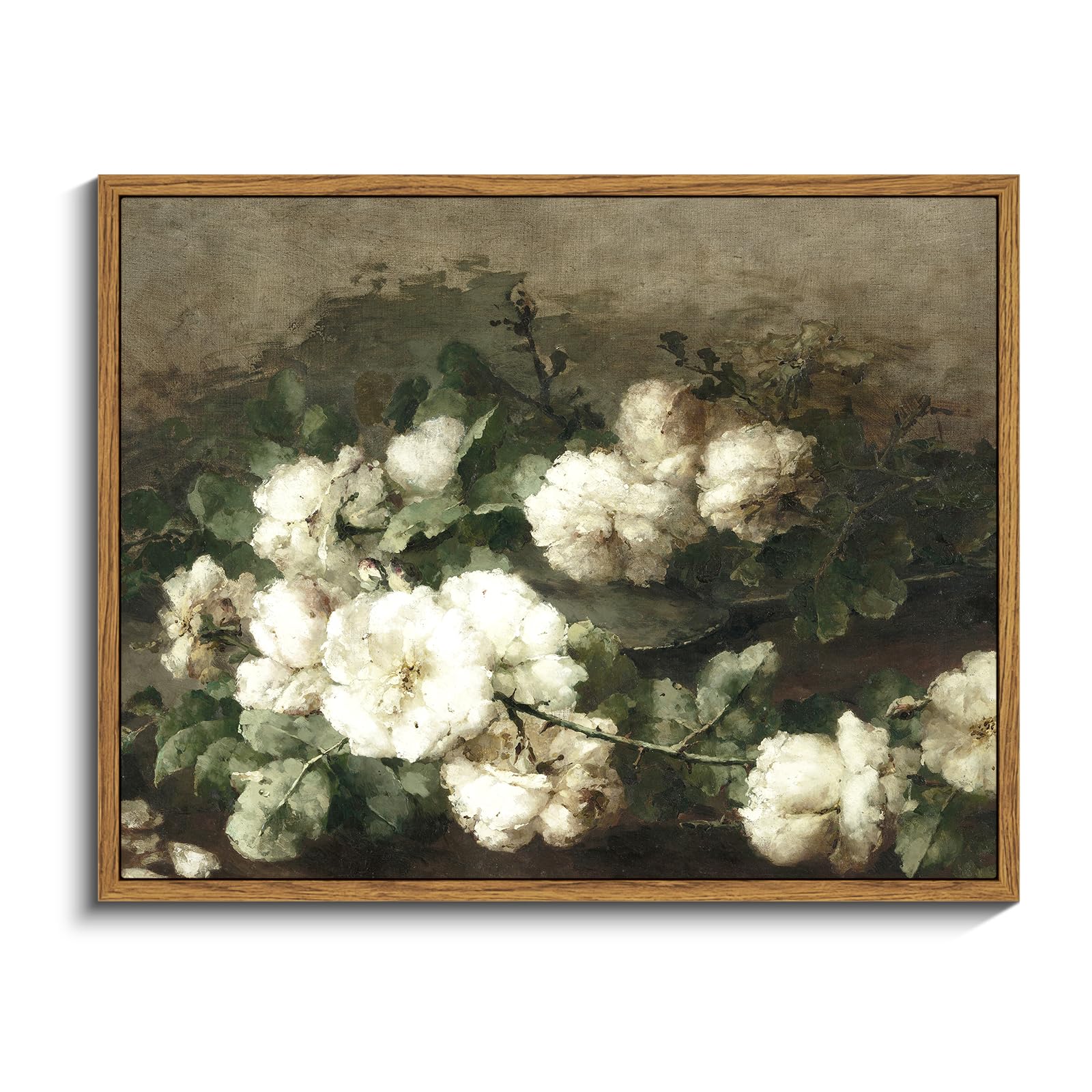 InSimSea Framed Canvas Vintage Flower Prints Wall Art for Living Room, Bathroom, Bedroom - Rustic Botanical Home Decor, 11"x14" — image 1