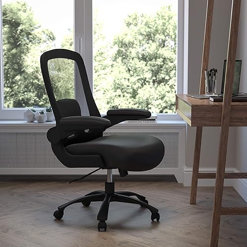 Miniatura 20 de Flash Furniture Silla giratoria grande y alta para oficina y juegos con soporte lumbar y espalda, silla de oficina ergonómica de malla con Tela