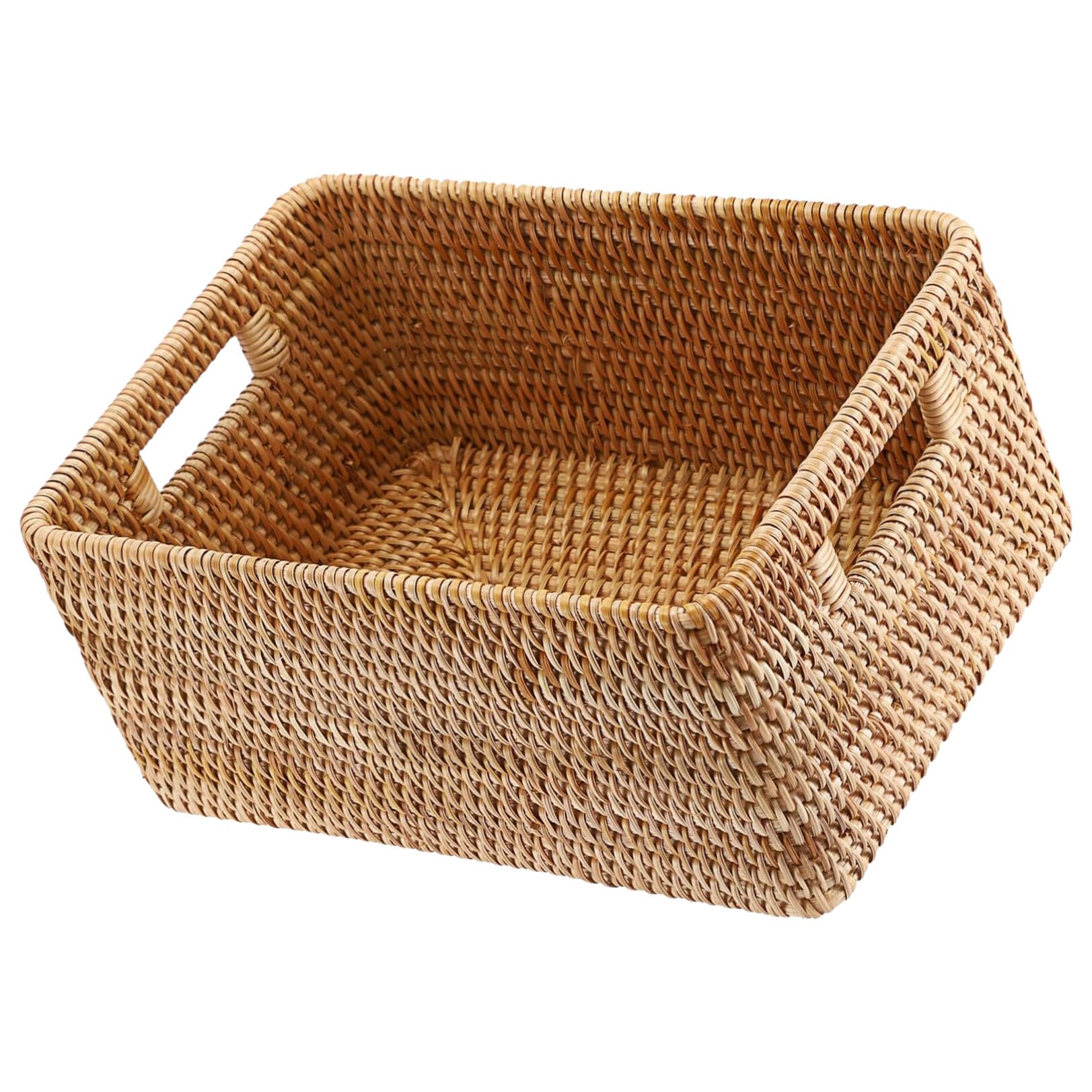 TOYANDONA Caja de Almacenamiento de Mimbre Tejida a Mano 34x23x10 Cm