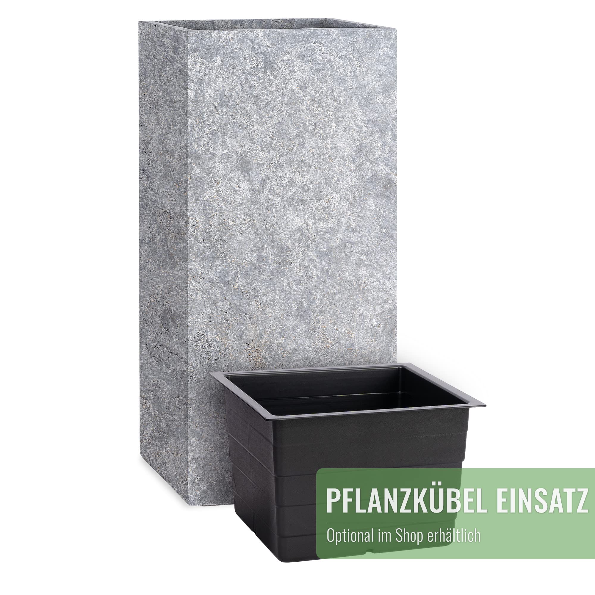 Pflanzwerk® Donica na rośliny, Tower Lava, jasnoszara 80 x 40 x 40 cm, doniczka na kwiaty, odporna na mróz, ochrona przed promieniowaniem UV, wysoka jakość