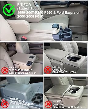 Center Console Cover for F250 F350 F450 F550 1999-2007 & Excursion, 2000-2008 F650 Accessories, Armrest Cover for F250 F350 F450 F550 Interior Accessories Bucket Seat Console Only