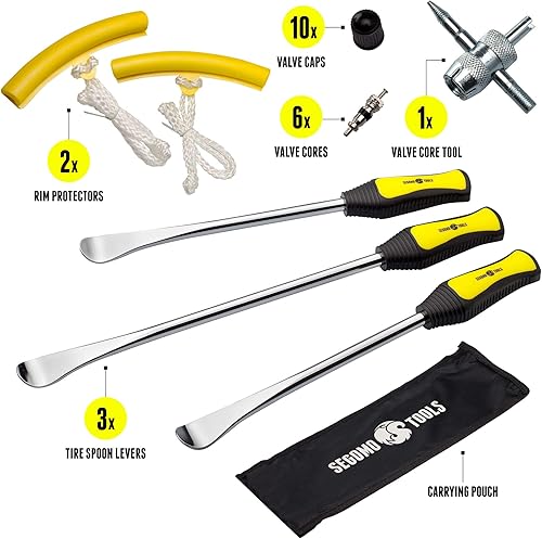 Miniatura 2 de Segomo Tools TIRE02 - Juego de herramientas de cambio de neumáticos de acero profesional de 23 piezas con palancas de cuchara de neumáticos,