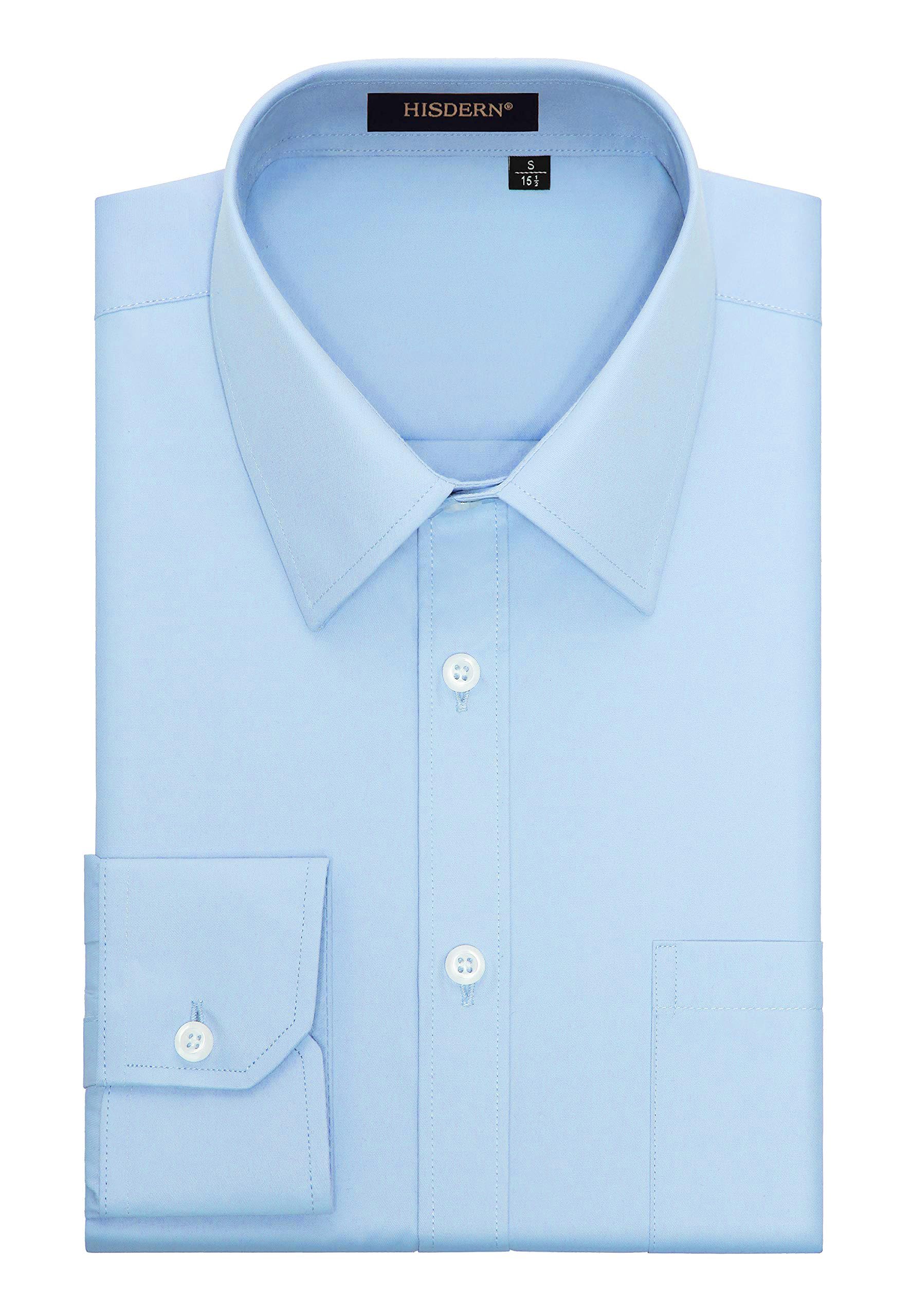 HISDERN Men's Formal Dress Shirt Long Sleeve Business Causal Button Down Regular Fit Shirts for Men with Pocket