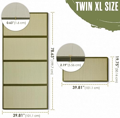 Miniatura 2 de Houseables Tatami Mat, Tatami Colchón, Japonés Dormir, Colchón Japonés, Bambú Dormir Cama, Futón, Goza, Tradicional, Hierba Rush, Plegable,