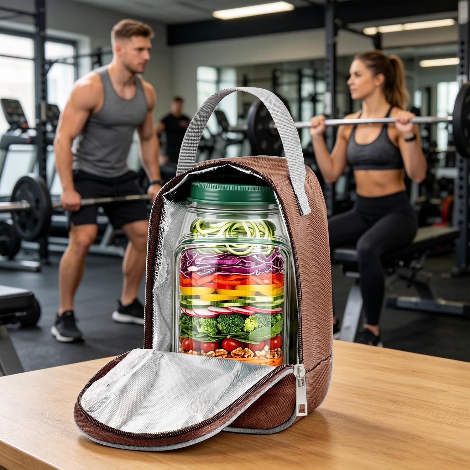 Side-Opening Mason Salad Jar Portable Storage Bag Durable Insulated Tote