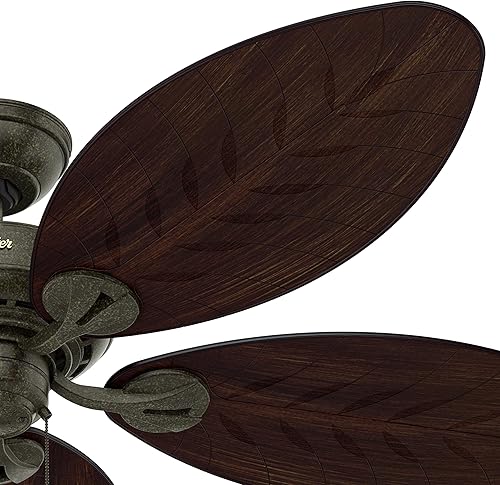 Miniatura 6 de Hunter Ventilador de techo para exteriores de 54 pulgadas de oro provenzal contemporáneo y cadena de tracción (renovado)