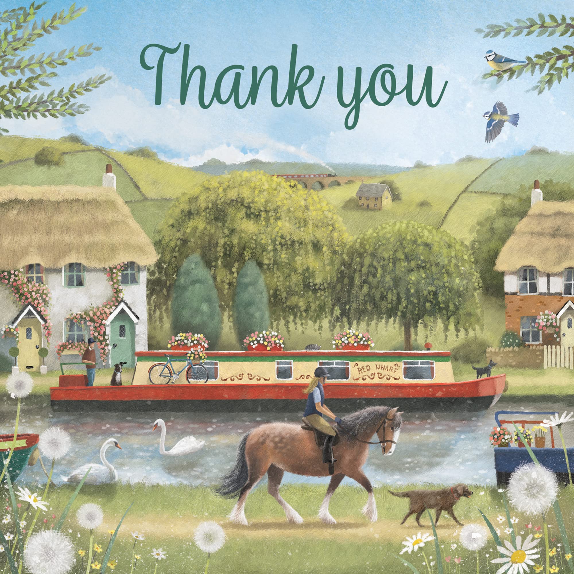 Hunts England, Canal Narrowboat Thank You Card, Horse Riding, Countryside, Thank You, Thank You Card for Men Women, Wedding - Image 2