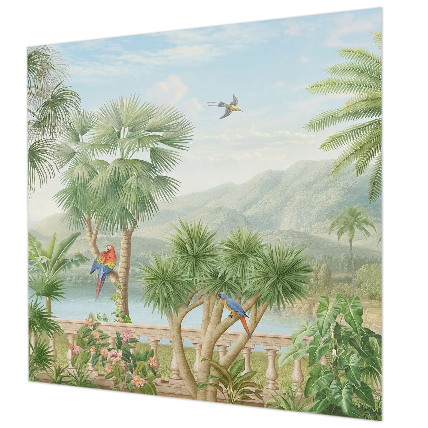 Papier peint intissé 250x250 cm paysage exotique pour mur de chambre salon avec colle incluse