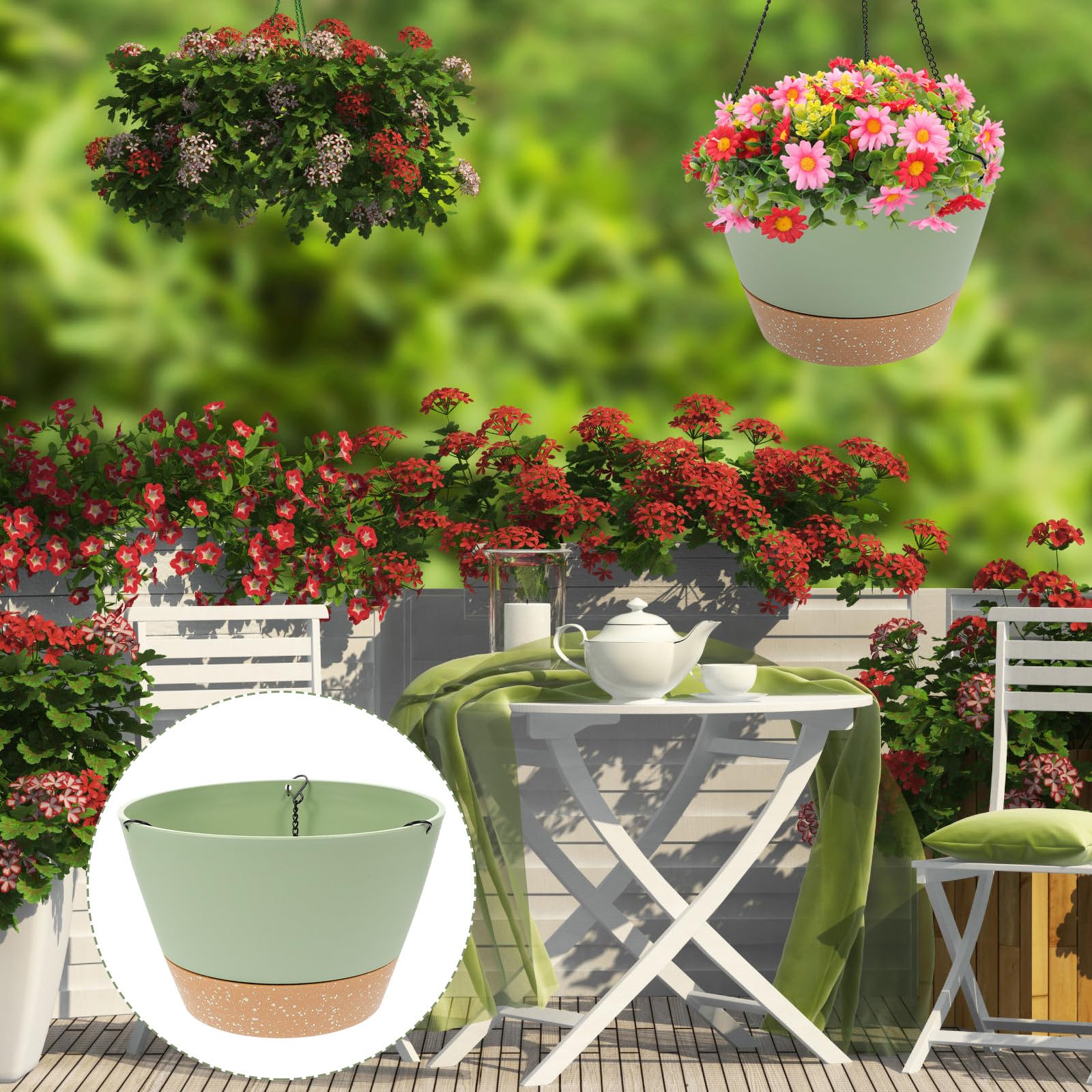 PACKOVE Pots de Fleurs Suspendus Support Suspendre Pratique Lot de 2 en Plastique pour Plantes, Jardinières Balcon Adaptées pour Extérieur