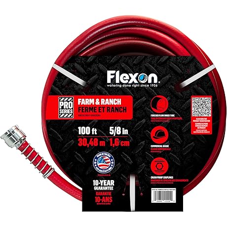 [100foot hose] Flexon Farm and Ranch Garden Hose for Farm Watering
