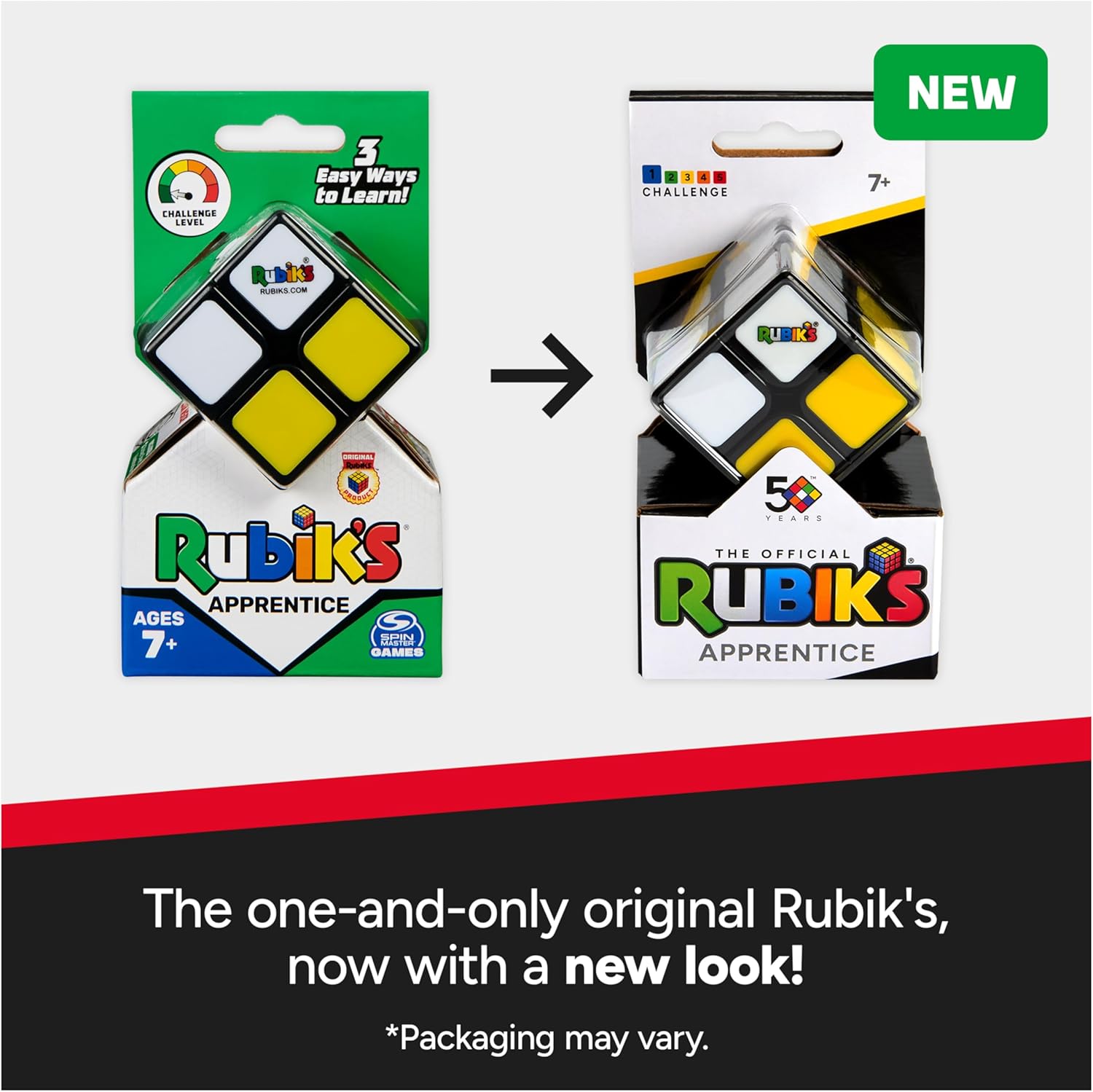 Rubik’s Cube, Apprentice, 2x2 Beginner Cube, Problem-Solving Brain Teaser, Classic Color-Matching Puzzle, Fidget Toy, Sensory Puzzle for Adults, Teens, Kids, for Ages 7 & Up
