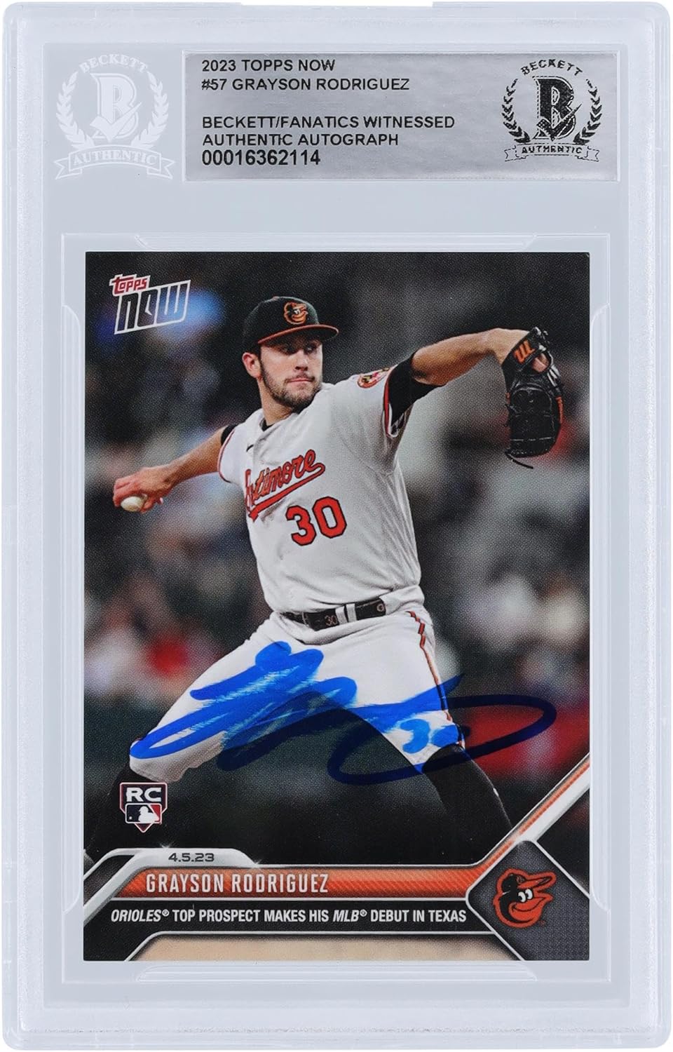 Grayson Rodriguez Baltimore Orioles Autographed 2023 Topps Now Debut #NNO Beckett Fanatics Witnessed Authenticated Rookie Card - Baseball Slabbed Autographed Cards