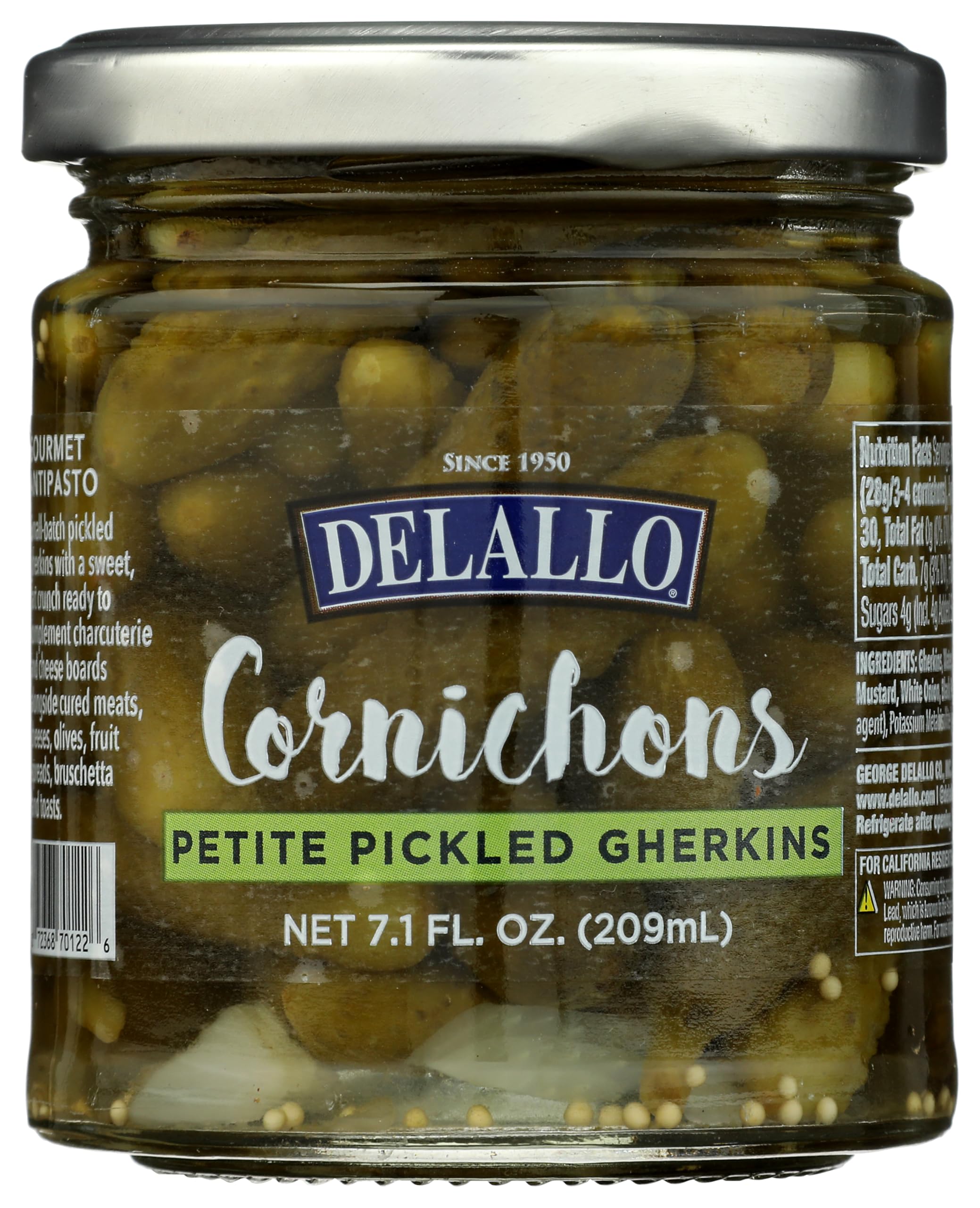 Delallo, Cornichons, 7.1 Ounce